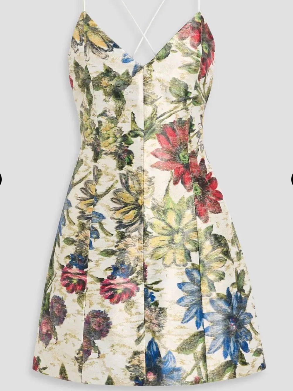 Alice + Olivia Tayla Metallic Floral Print Mini Dress